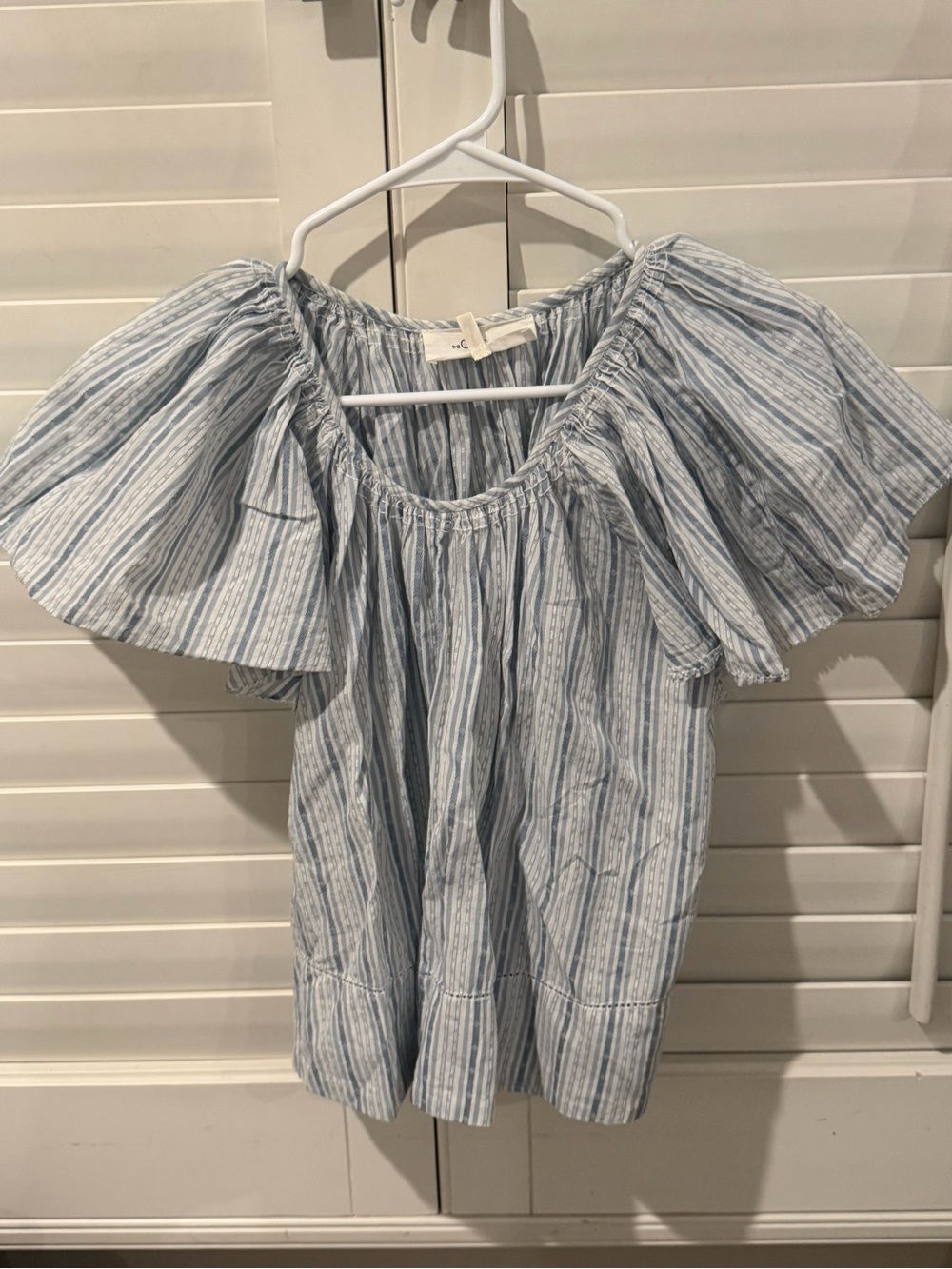 THE GREAT. Prim Top Blue White Stripe Size 0 XS